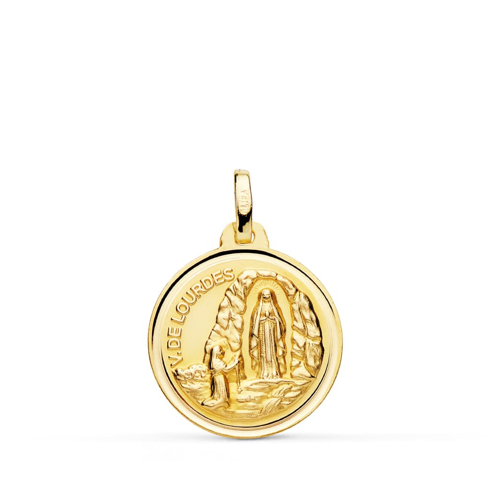 18K Maagd van Lourdes-medaille 18 mm