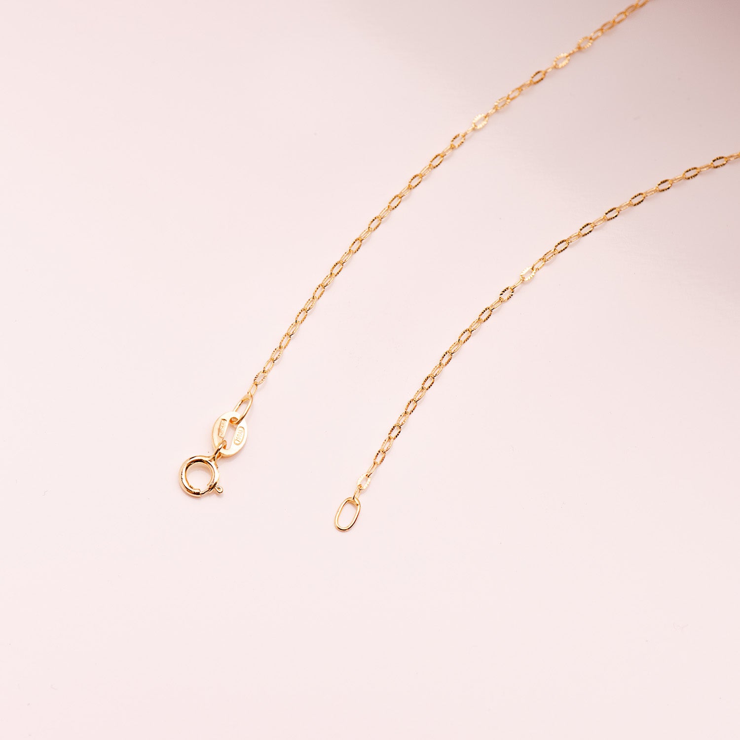 18K gul guldkæde ovale diamantled Bredde: 1 MM Længde: 50 Cm