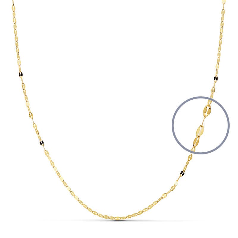 18K gult gull diamantkjede. 40 cm. 1 mm
