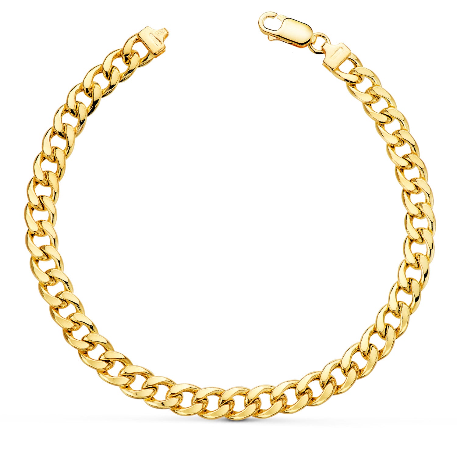 18 K gul guld hul kantsten armbånd. Bredde: 6 mm Længde: 20 Cm