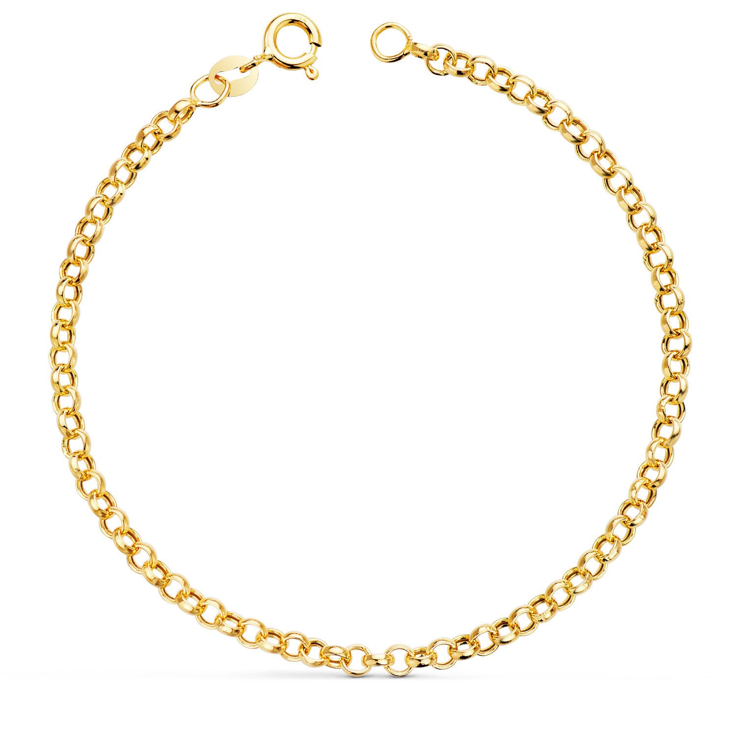 18K Yellow Gold Hollow Jaseron Bracelet. Width: 3 mm Length: 19 Cm