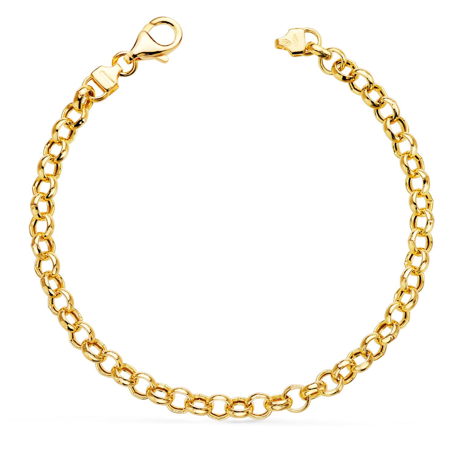 18K holle geelgouden Jaseron-armband. Breedte 5 mm Lengte 19 Cm