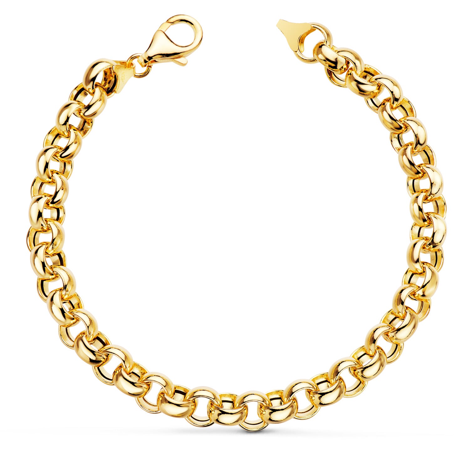 18 K gul guld hule Jaseron armbånd. Bredde 7 mm Længde 19 Cm