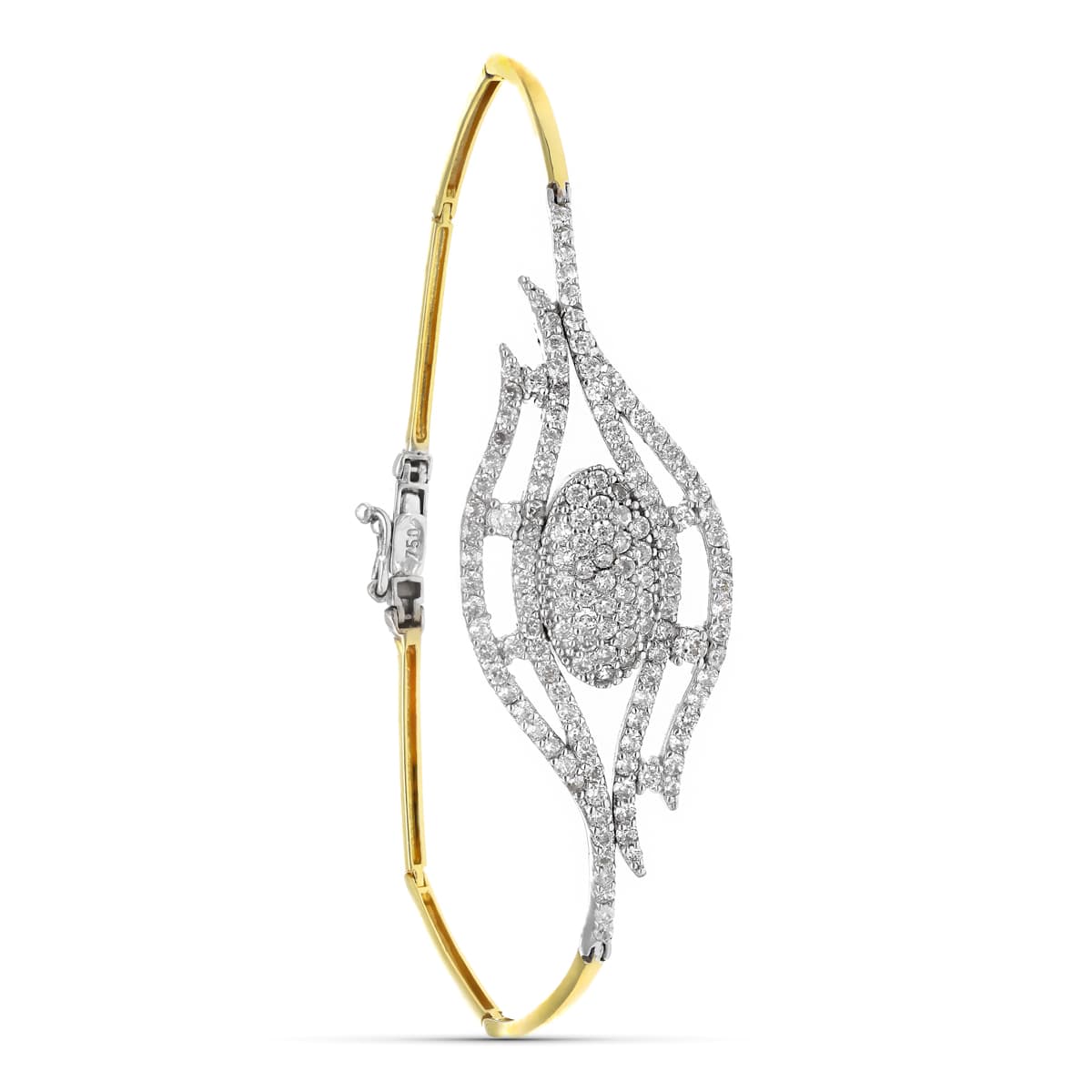 Pulseira em ouro bicolor 18K com zircônia 19,5 cm