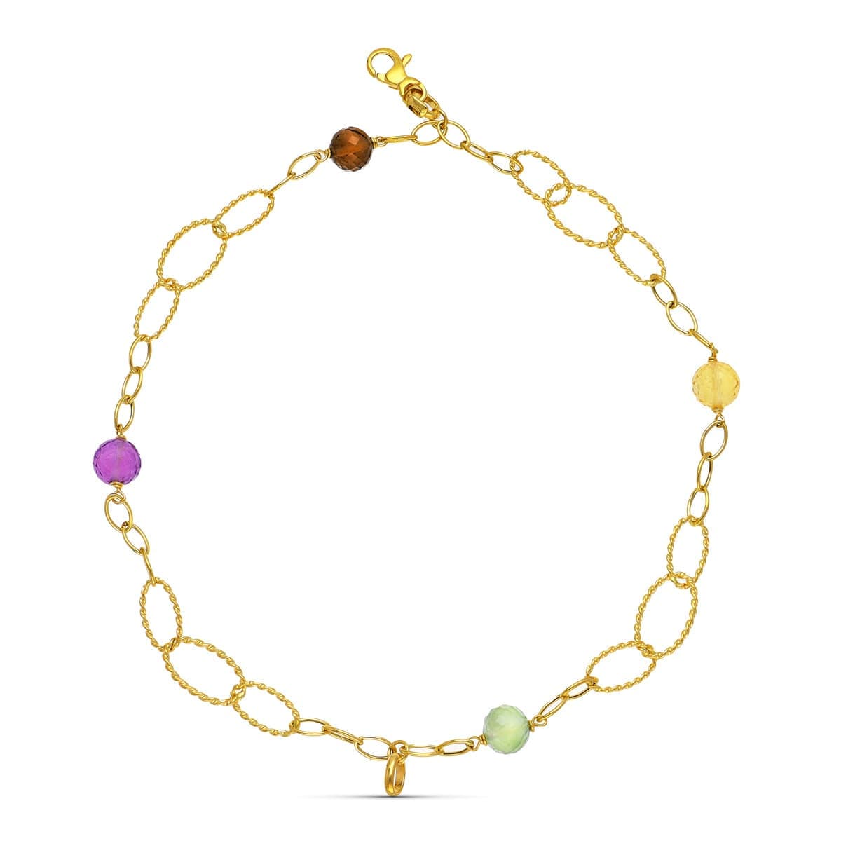 18K Bracelet en Or Jaune et Pierres