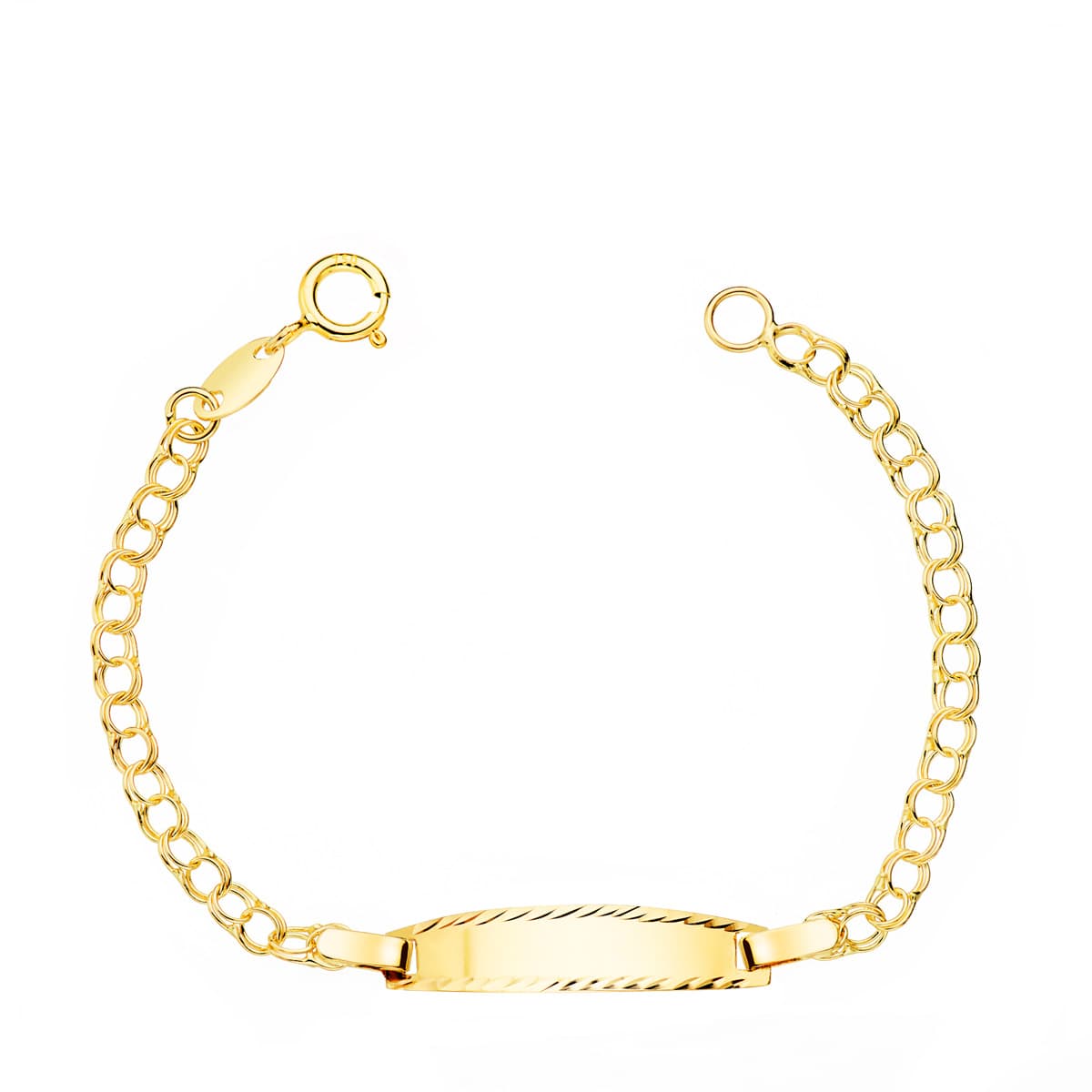 Assiette Brillante Diamantéeen Or Jaune Hongroise Bébé Gourmette 18K 19X4 mm 115 Cm