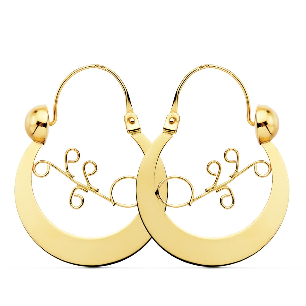 18K kanarisk gul guld kreolringe 30X24 mm