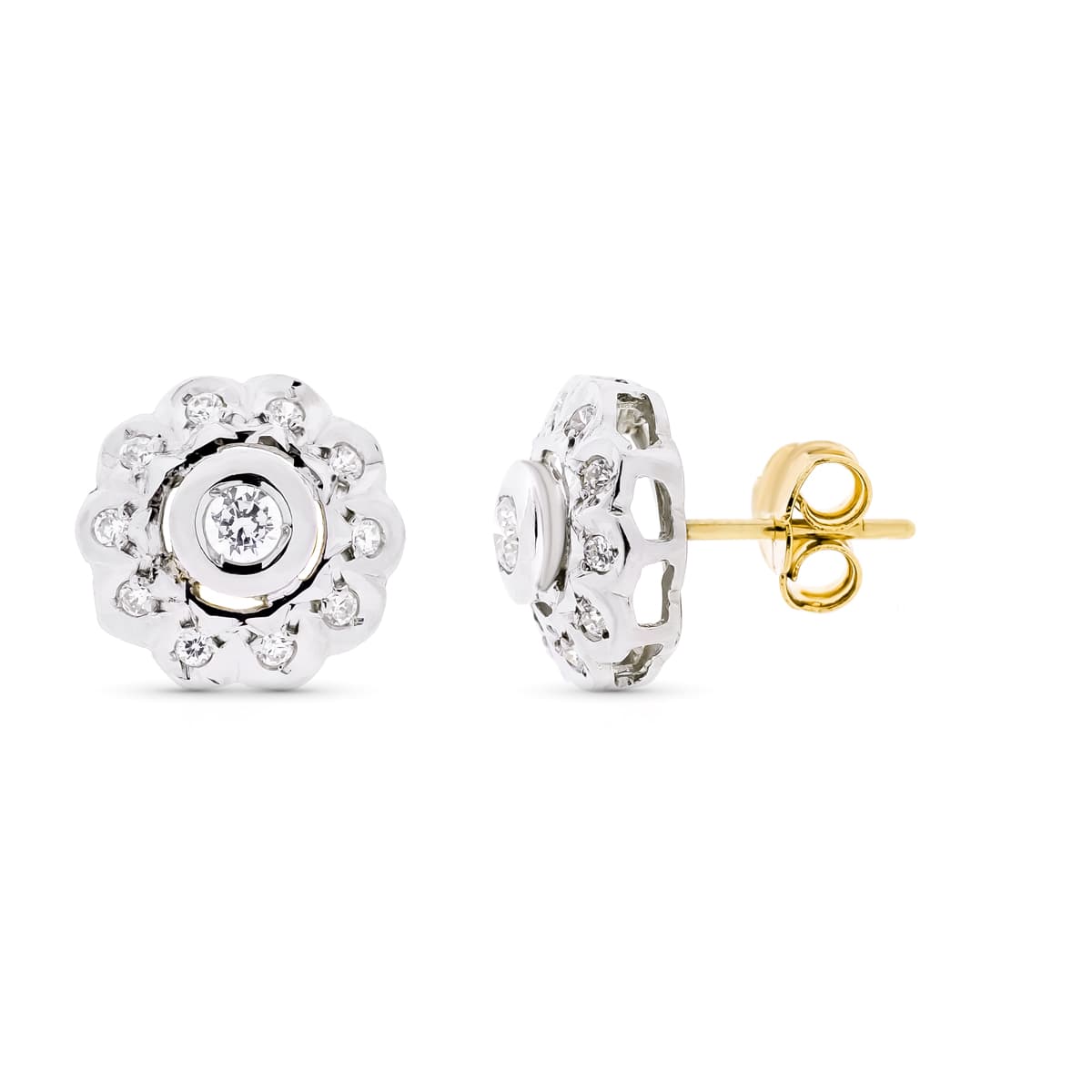 18K hvidgulds øreringe og 12 mm zirkoner skruelås
