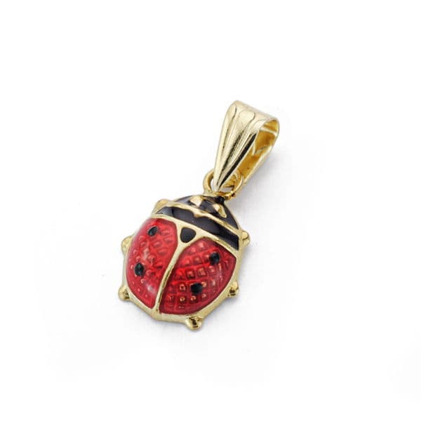 9K Enamel Ladybug Pendant