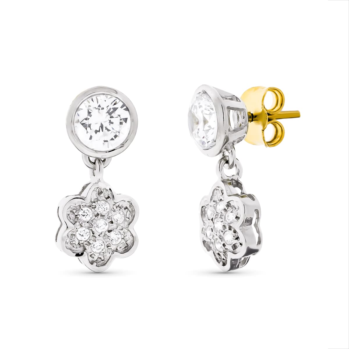 18K hvidguld og zirkoner blomsterøreringe 17X8 mm Femroir Pousettes Papillon
