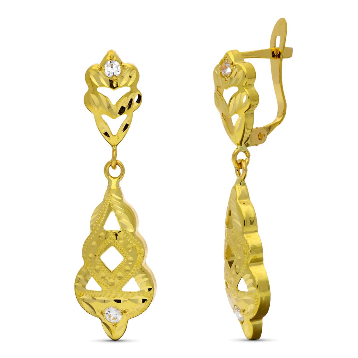 18K gul guld to krops diamantcigaretøreringe med zirconia 31x10 mm catalansk