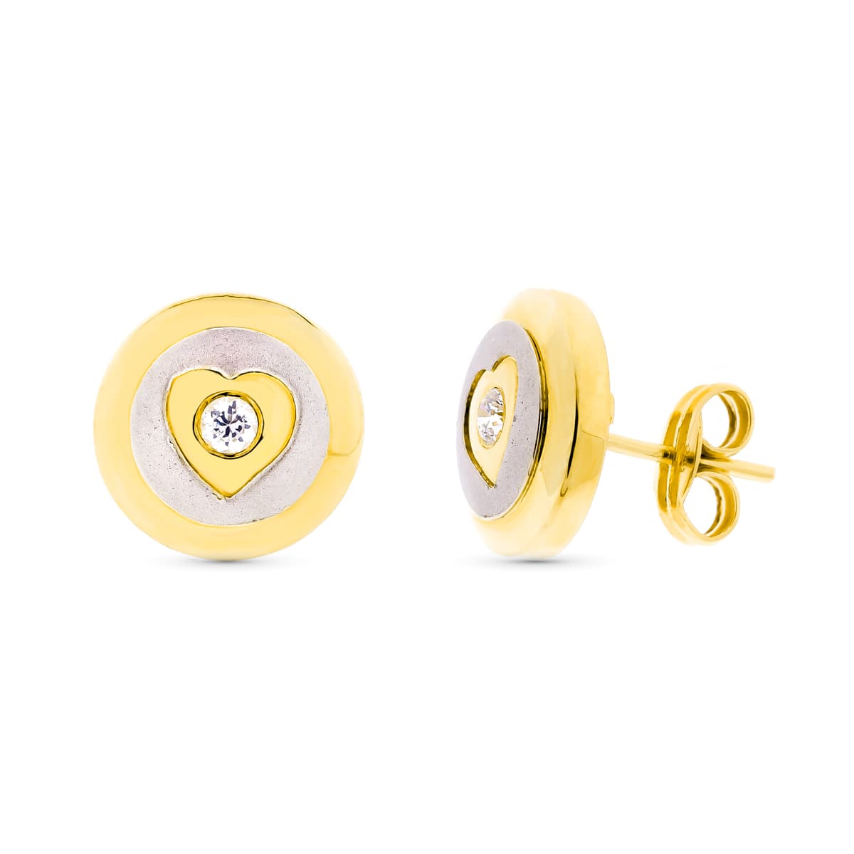 Cercei din aur bicolor de 18 carate 11 mm Închidere rotundă tip fluture
