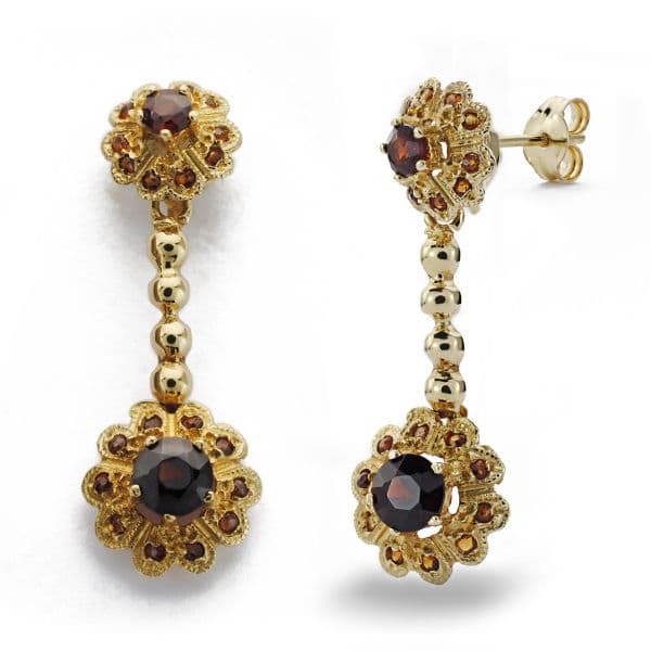 Boucles d'oreilles Longues 18K 2 Or Jaune 30X10 mm Fermoir Pression