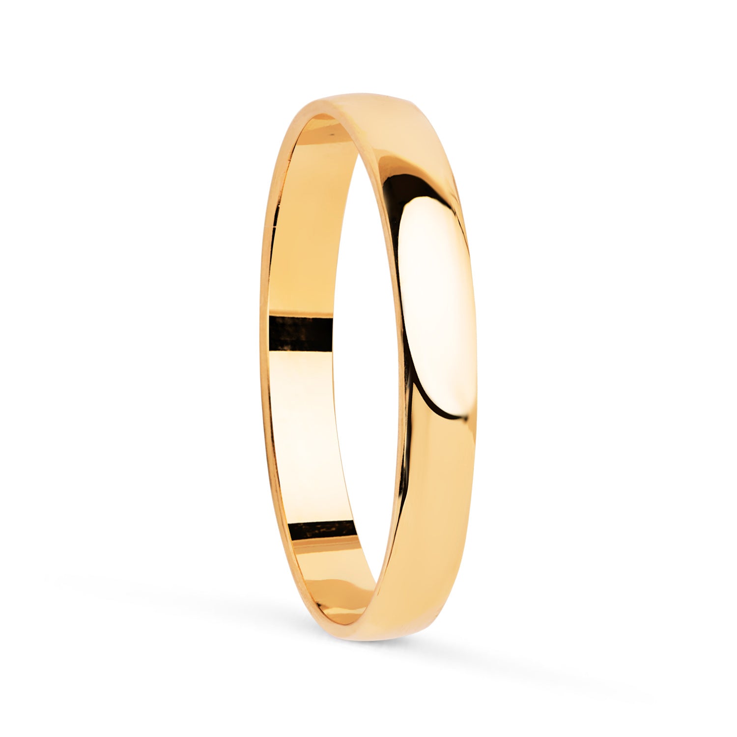 Obrączka ślubna z gładkiego 18-karatowego żółtego złota. Szerokość: 2,5 mm