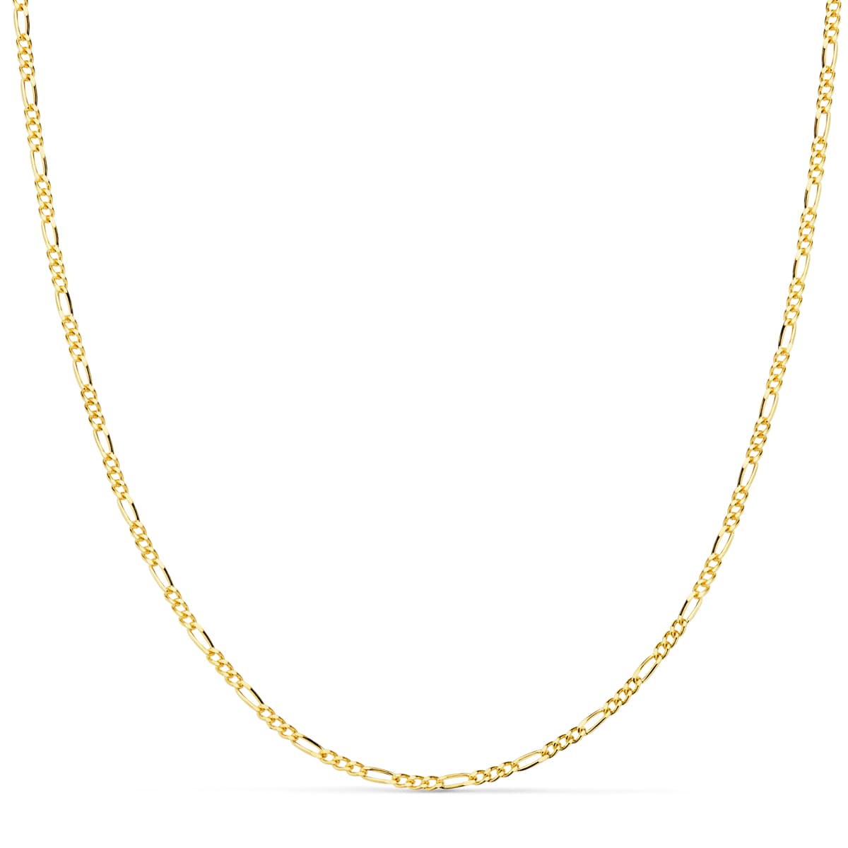 18K Solid Yellow Gold 3X1 Figaro Chain. 60 cm. 1MM