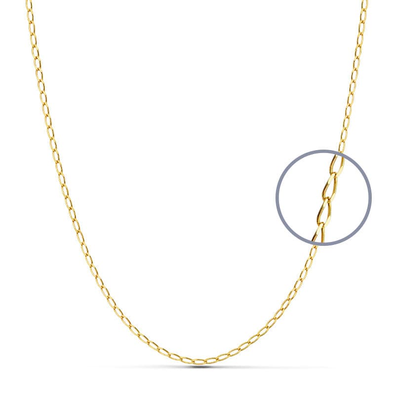 Cadena Bilbao en Oro Amarillo Macizo de 18K Largo: 40CM Ancho: 1,2 mm