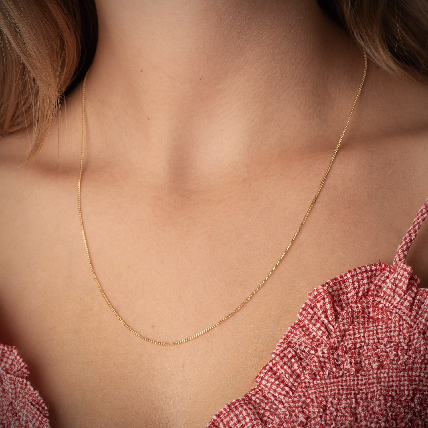 Cadena Bordillo Oro Amarillo 18K 50 Cm. 1mm