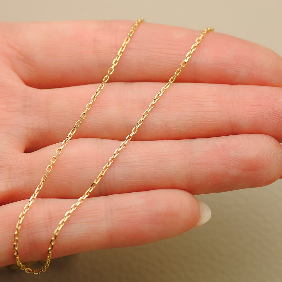 18K Chaîne Forçat en Or Jaune. Longueur 40 Cm - Largeur 1 mm