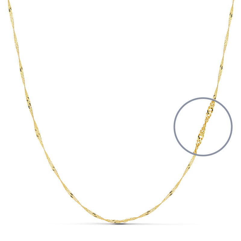 18K gul guld Singapore kæde 45 Cm. 1,2 mm