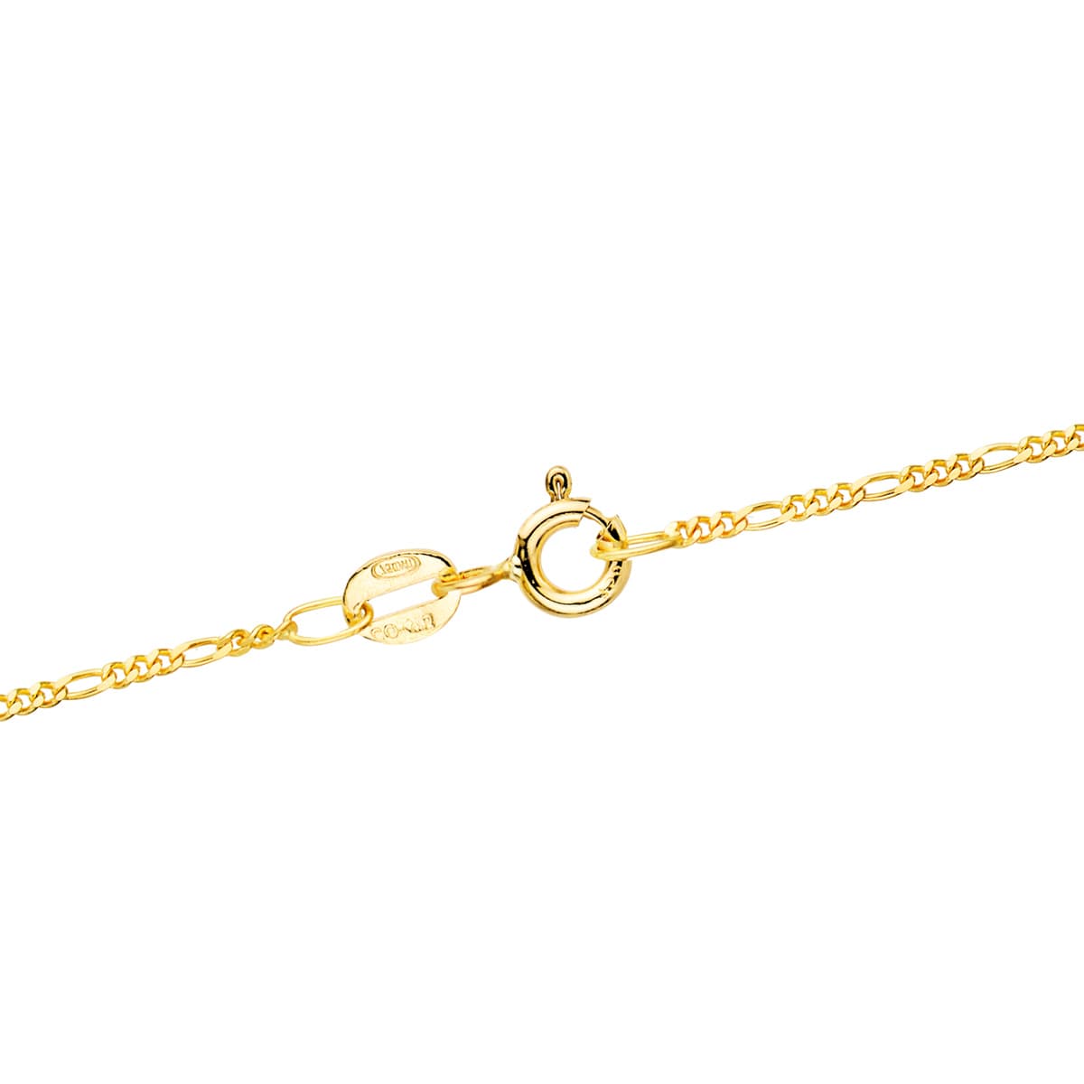 18K Chaîne en Or Jaune Figaro 3X1. Longueur 45 Cm - Largeur 1 mm