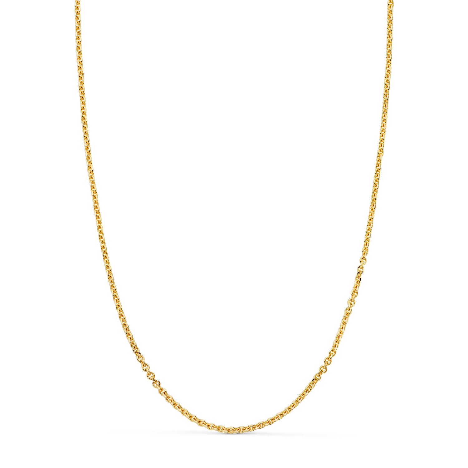 18K Yellow Gold Chain, Solid Gold, with Forced, Carved Links Width: 2 mm Length: 60CM