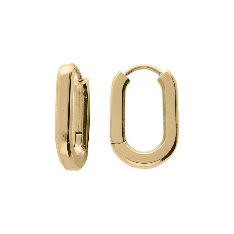 Articulated Rectangular Creole Earrings – Golden Steel | Azuline