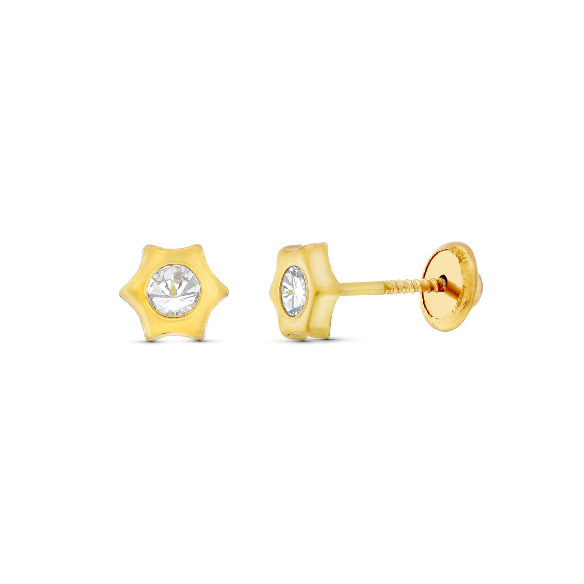 18 Ayar Sarı Altın Yıldız Küpe 6X5 mm Vidalı Toka
