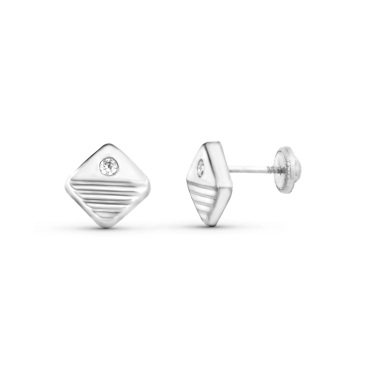 18 Ayar Beyaz Altın Küpe 7 X7 mm