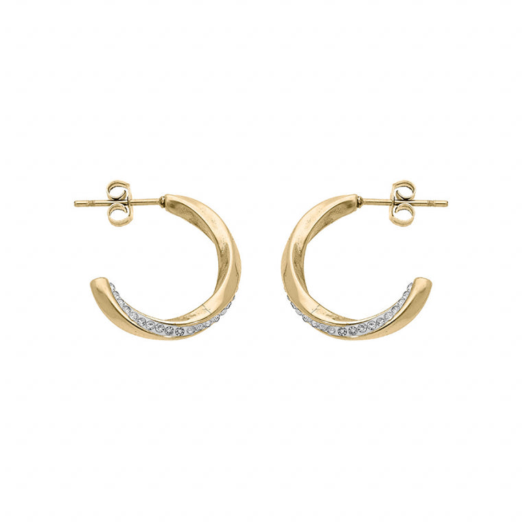Boucles d’Oreilles Demi Créoles – Acier Doré | Azuline
