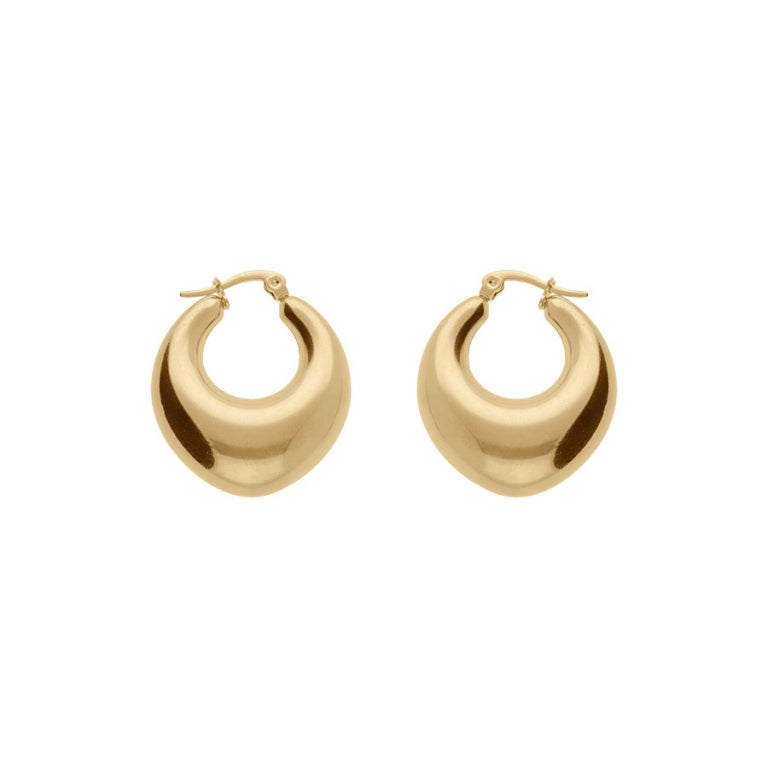 Domed Oval Hoop Earrings – Golden Steel | Azuline