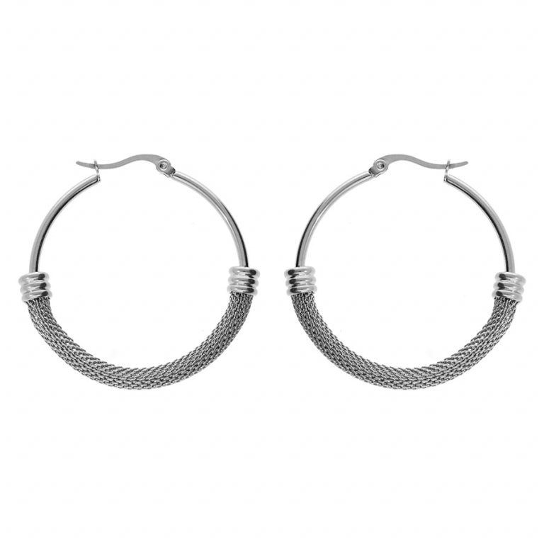 Chainmail Hoop Earrings – Silver Steel | Azuline