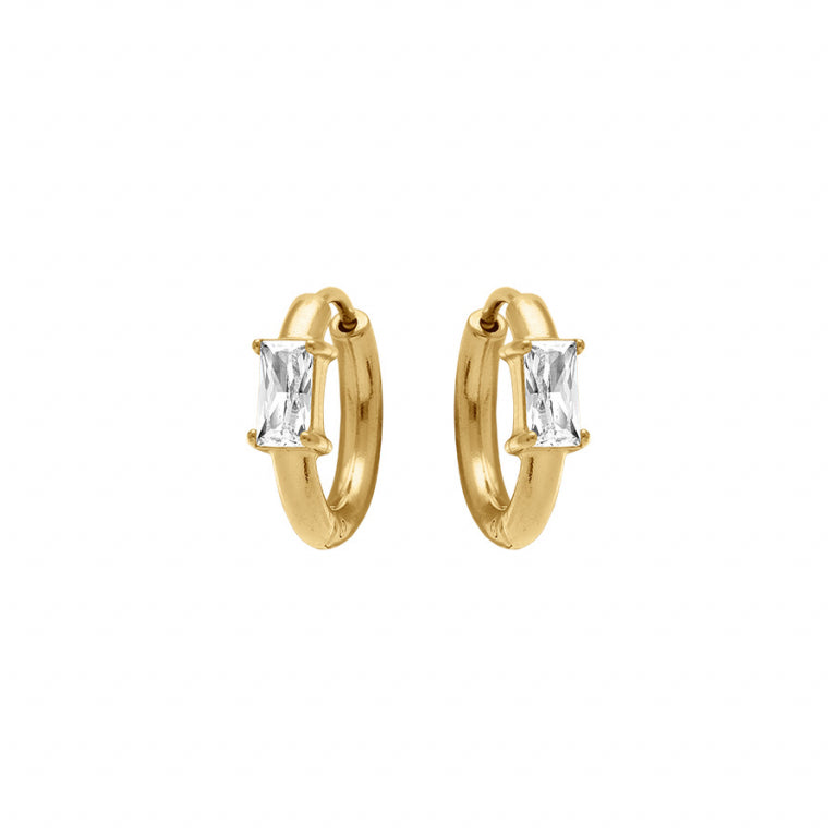 Rectangular Hoop Earrings – Golden Steel | Azuline view 2