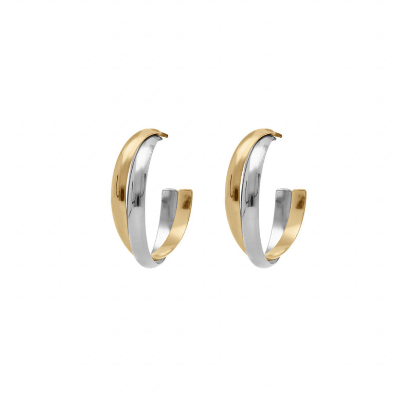 Two-tone Wire Hoop Earrings – Golden Steel | Azuline