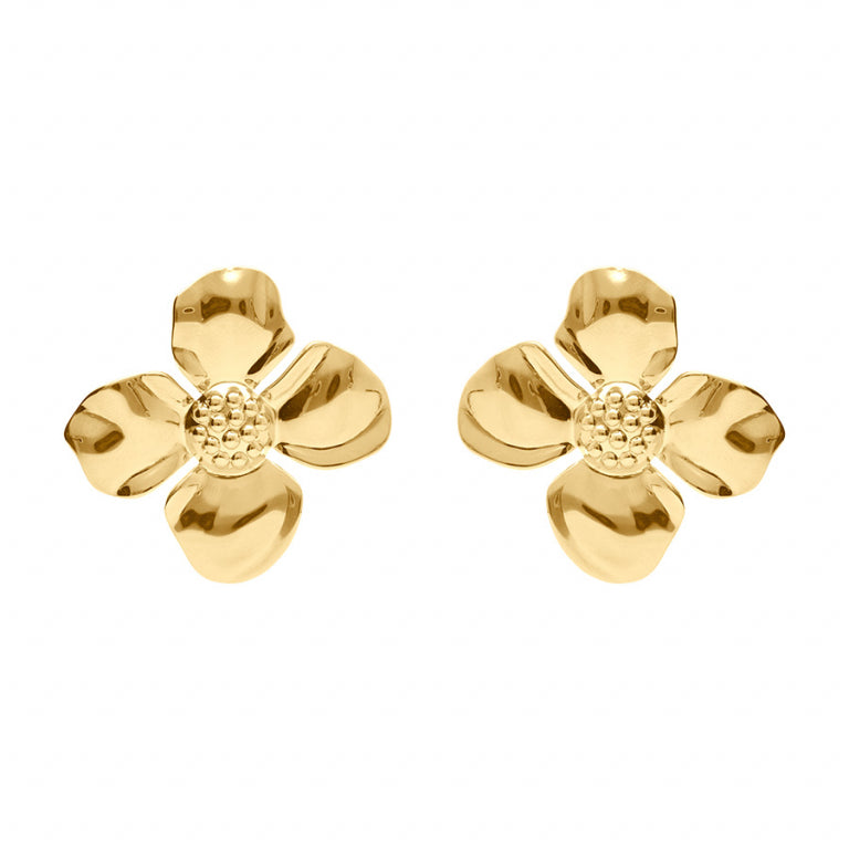 Brincos Flor – Aço Dourado | Azuline