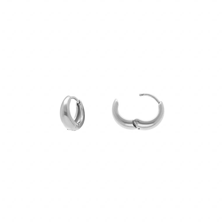 Pendientes Aros Cubanos Articulados – Acero Plateado | Azuline ver 2