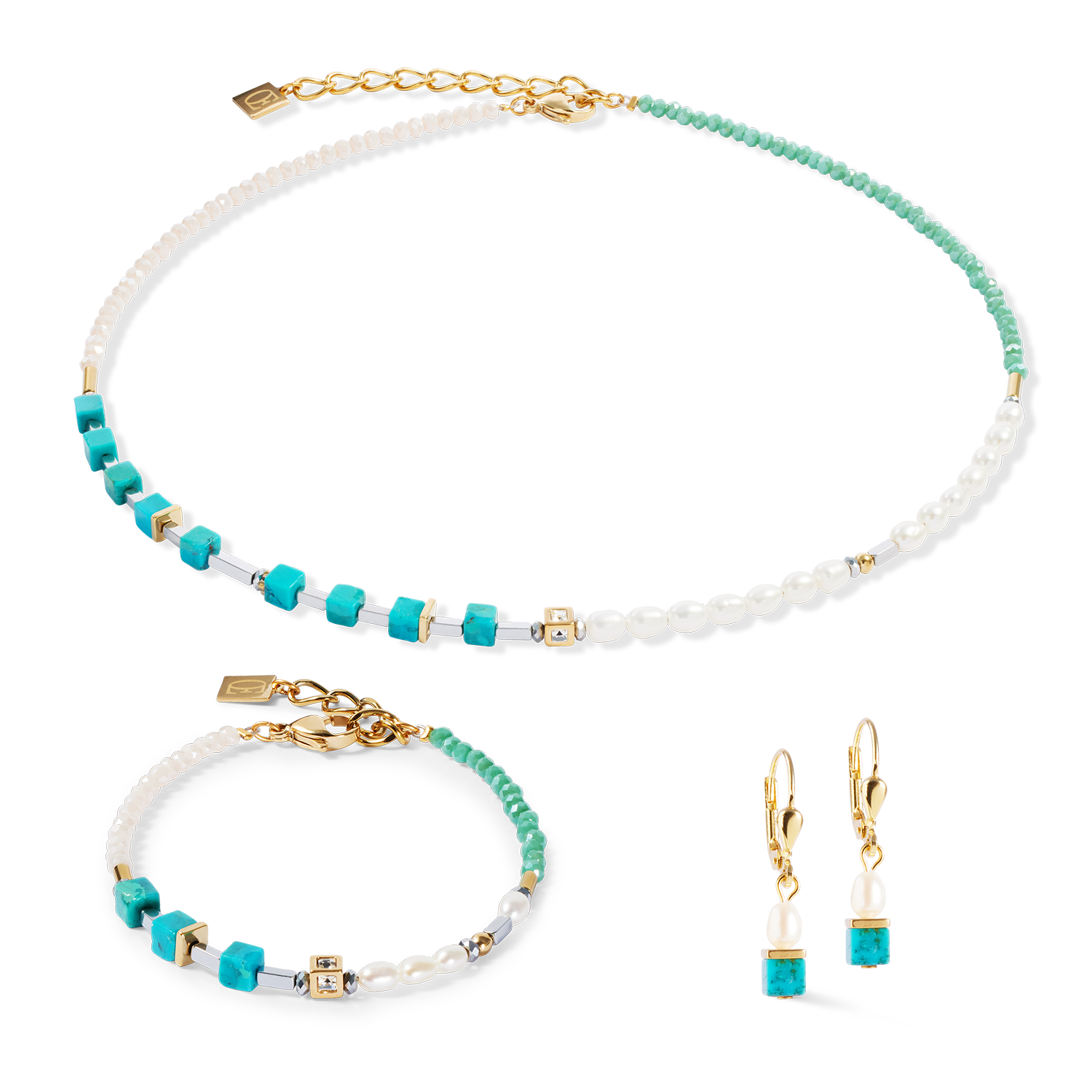 Collection 1126 - Blue Turquoise Beads & Gold - Necklace - Cœur de Lion