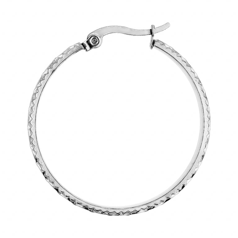 Striated Hoop Øreringe – Sølv Stål | Azulin udsigt 2