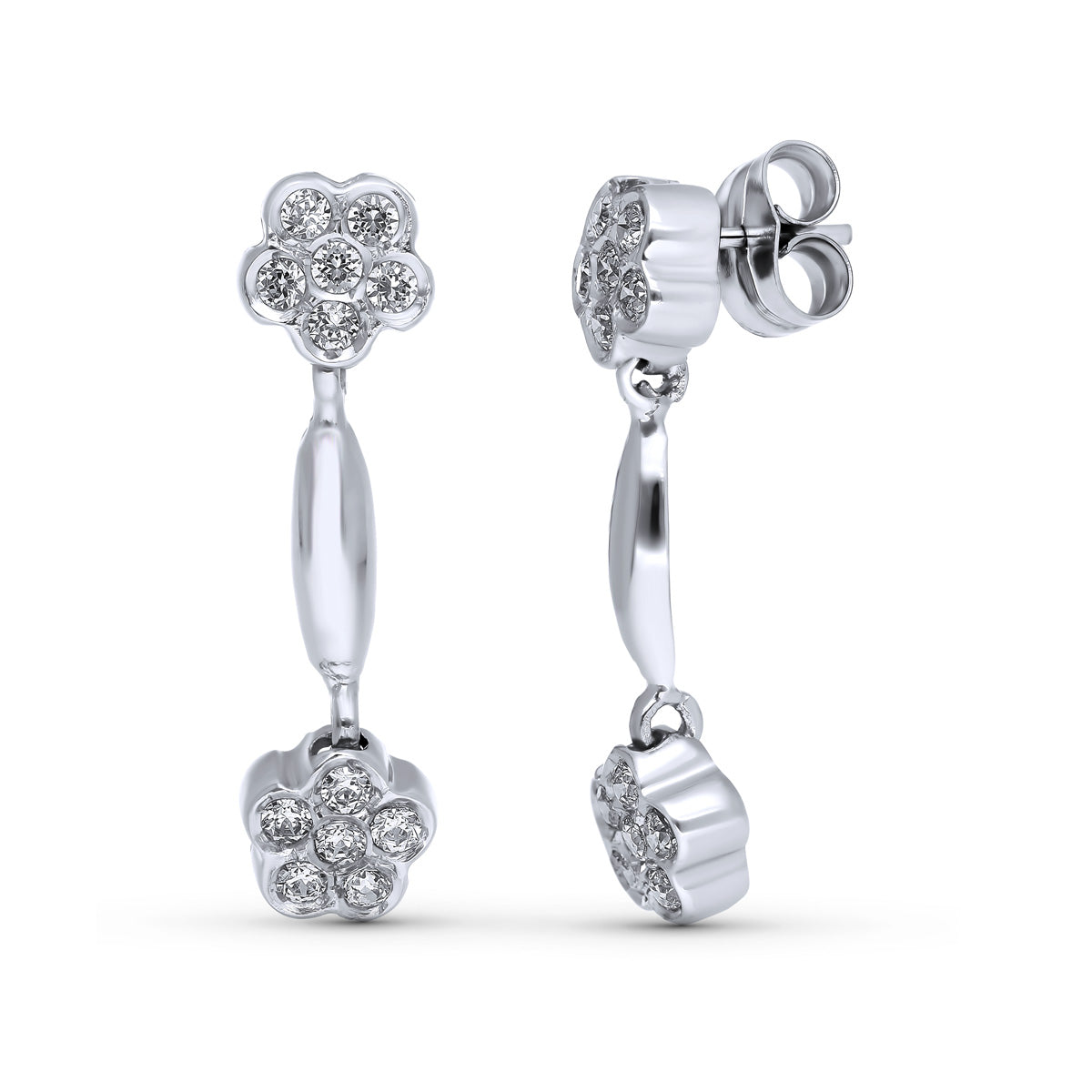 18K Flower Dangle Øreringe 26X7 mm Butterfly Push lås