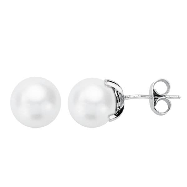 18K gull kulturperle øredobber 8MM Butterfly Push lås