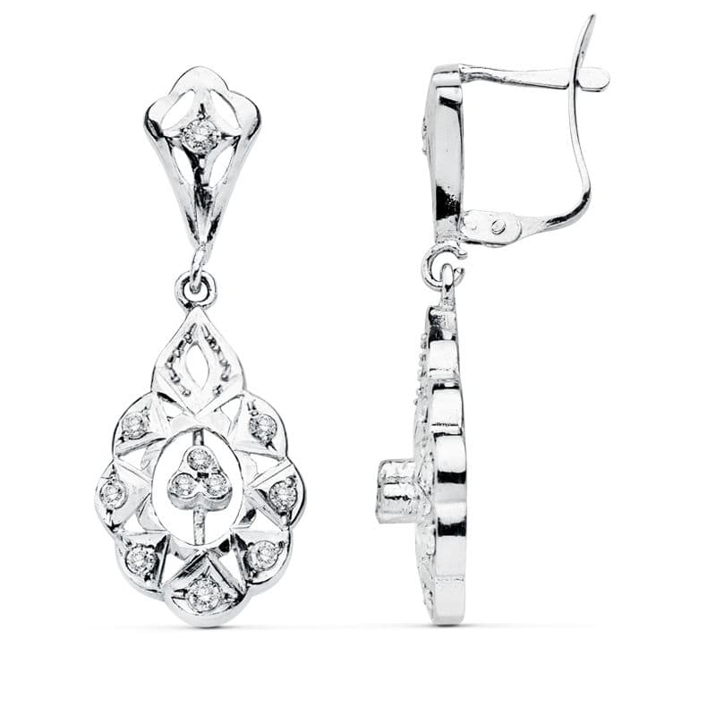18K White Gold Earrings with Catalan Clasp