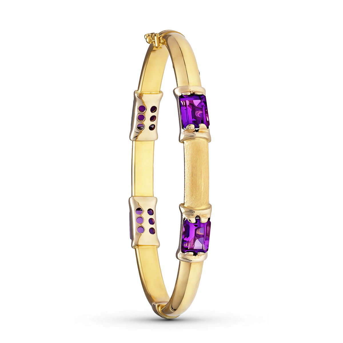 18K Bracelet 4 Pierres en Or Jaune 19 Cm
