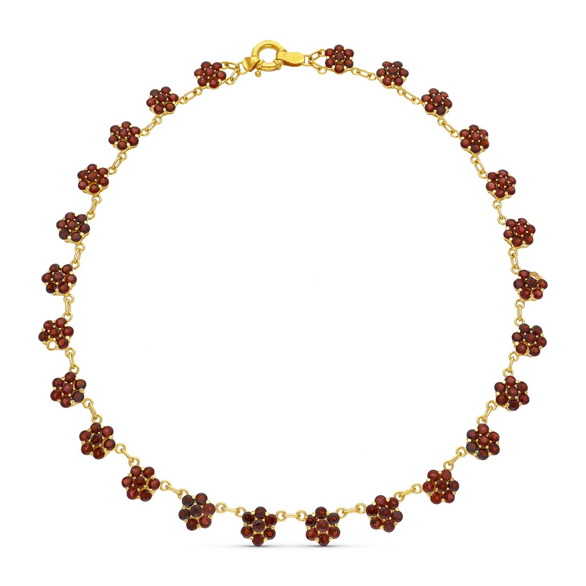 Collier Grenat Présure Or Jaune 18K 42 Cm