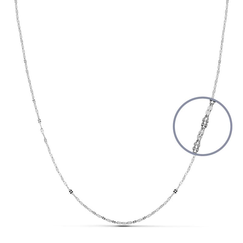 Corrente em ouro branco 18K. 45CM.1,1mm