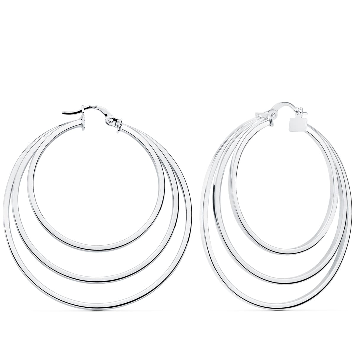 Cercei Hollow Hoop din Aur Alb de 18K 43 mm