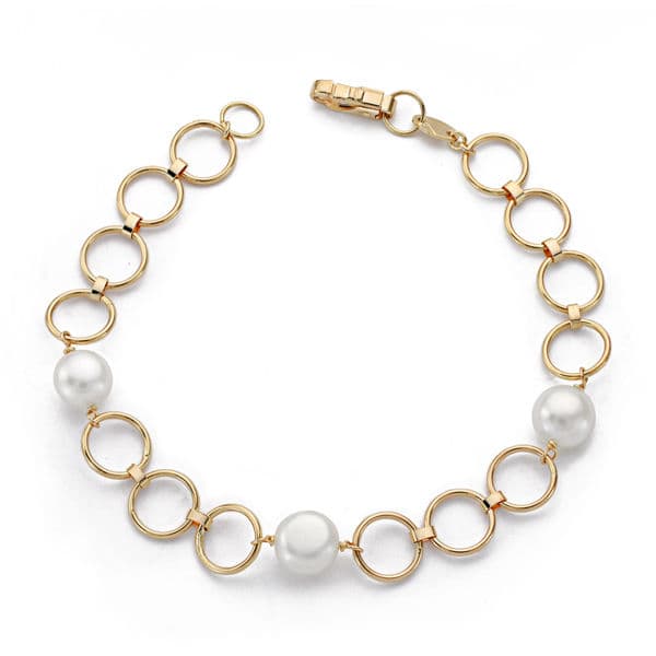 Nadver Armbånd 18 K Gul Guld Rund Kulturperle 18 Cm