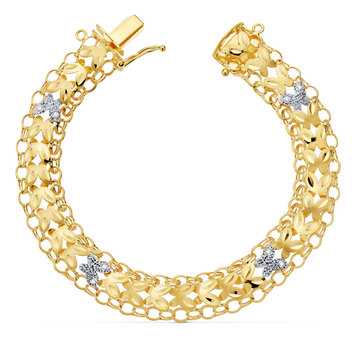 Δίχρωμο βραχιόλι Princess 18K 20 cm Πλάτος 10 mm