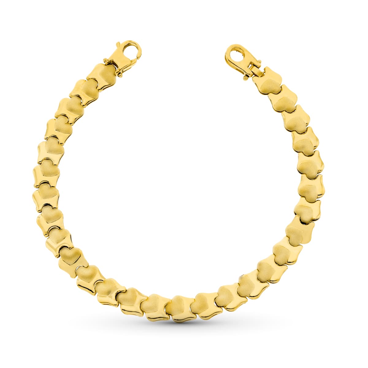 18K Bracelet Or Jaune Coeurs 19 Cm