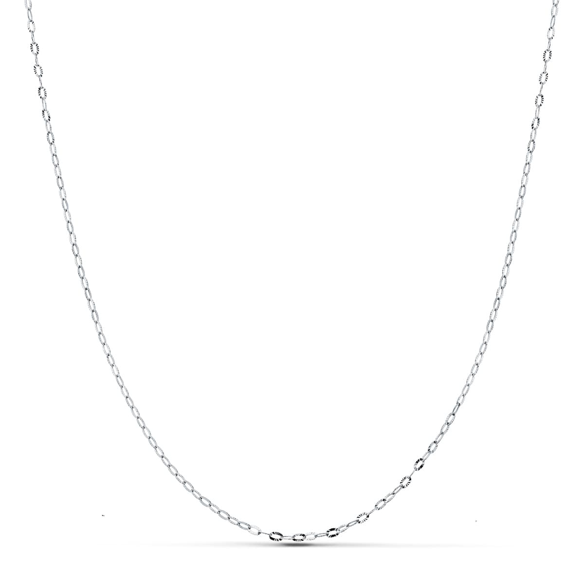 18K Chaîne en Or Blanc. 1 mm 45 Cm.