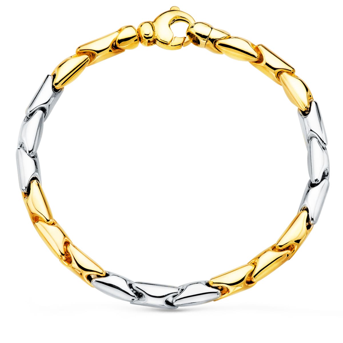 18K armbånd i 2 gull. Bredde 5 mm 20,5 Cm