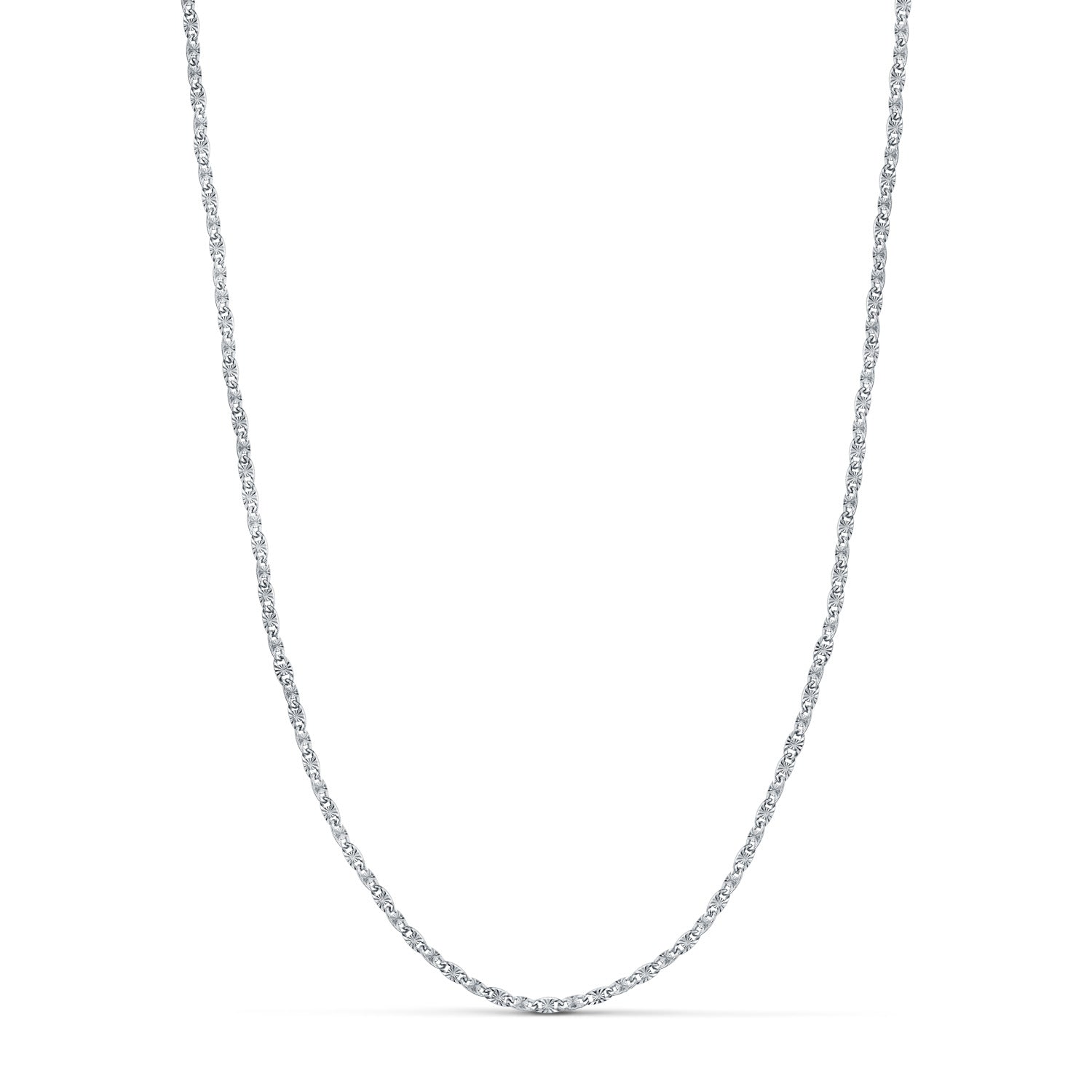 Solid 18K Forced White Gold Chain Storlek Bredd: 1,8 mm Längd: 45 Cm